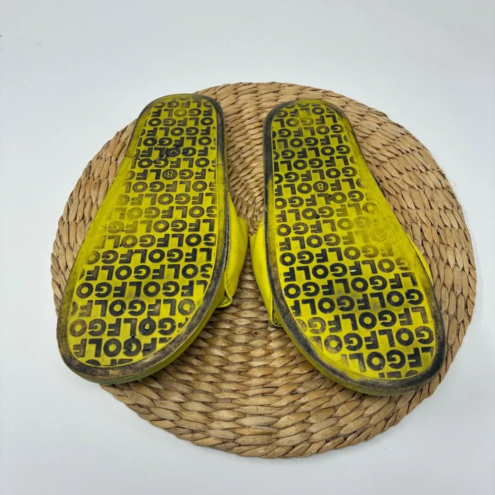 Golf Wang Yellow Black Logo Slide Sandals Streetwear‎ Mens 8 Women 10 Vintage